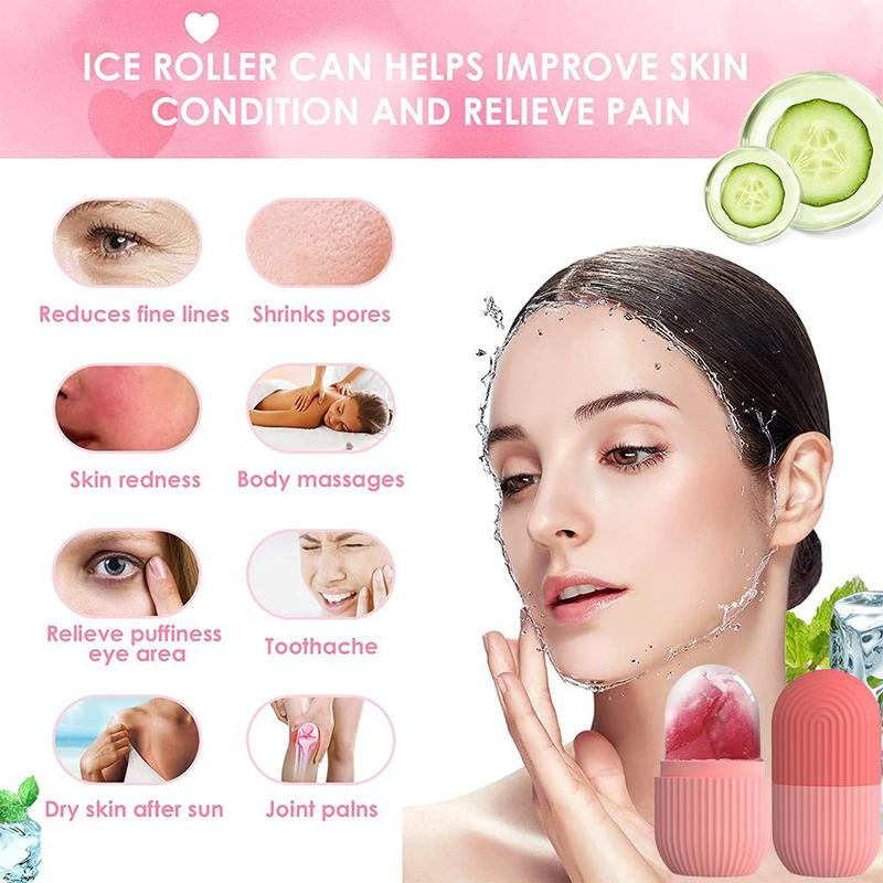 Lightweight Soothing Ice Face Roller, Daily Multi-Purpose Comfort Facial Ice Roller, Face Massager Gua Sha Mold, Ice Compress Tool for Eyes, Face Pore Removal Skincare Product, Gifts for Girlfriend, Glow up Tip for Girls