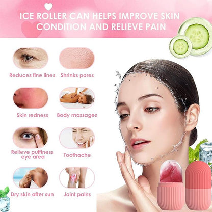 Lightweight Soothing Ice Face Roller, Daily Multi-Purpose Comfort Facial Ice Roller, Face Massager Gua Sha Mold, Ice Compress Tool for Eyes, Face Pore Removal Skincare Product, Gifts for Girlfriend, Glow up Tip for Girls